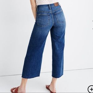 Madewell slim wide leg crop raw hem jeans
